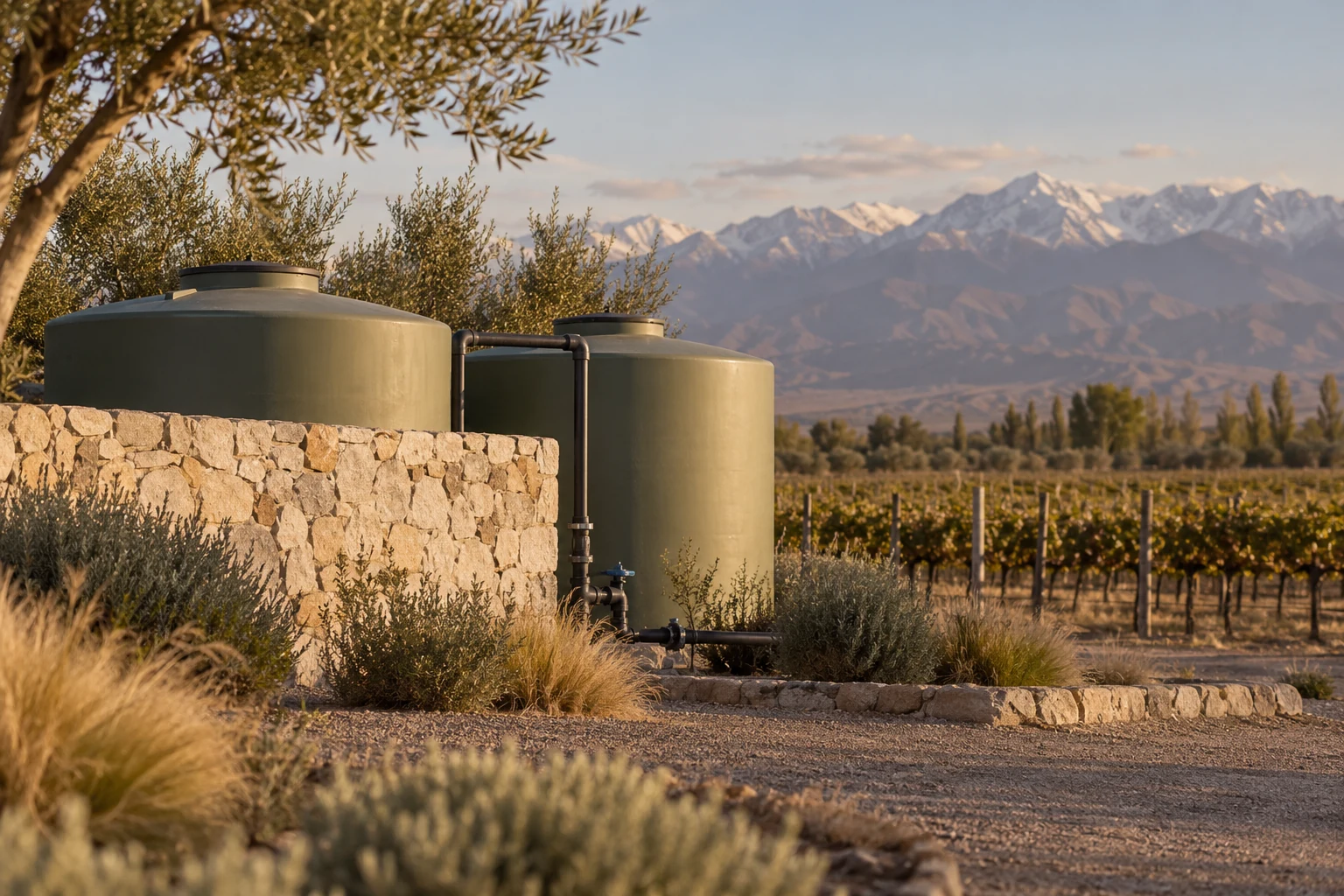 Concept of water storage tanks and treatment infrastructure